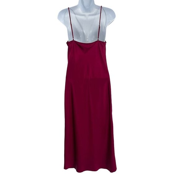 Fleur Du Mal Cowl Neck Sleeveless 100% Silk Slit Midi Dress Bordeaux Small - Picture 6 of 12